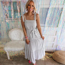 Women's Striped Sleeveless Long Dress