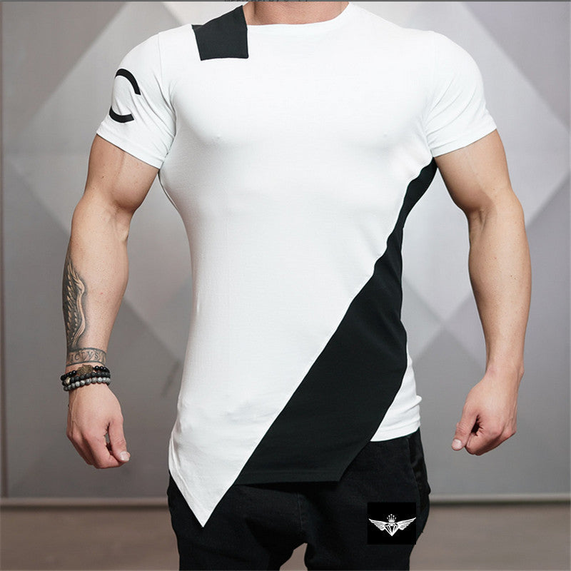 Camiseta deportiva de manga corta para hombre con corte ajustado y musculoso