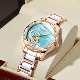 Ouqina Watch Female Automatic Mechanical Watch Ceramic Steel Band - Dazpy