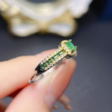 Jewelry Natural Emerald Ring S925 Silver Female - Dazpy