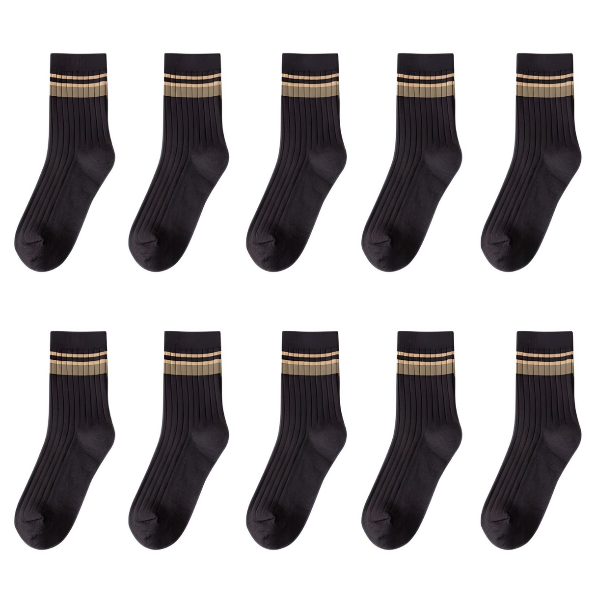 10 Paar gestreifte Baumwollsocken für Herren