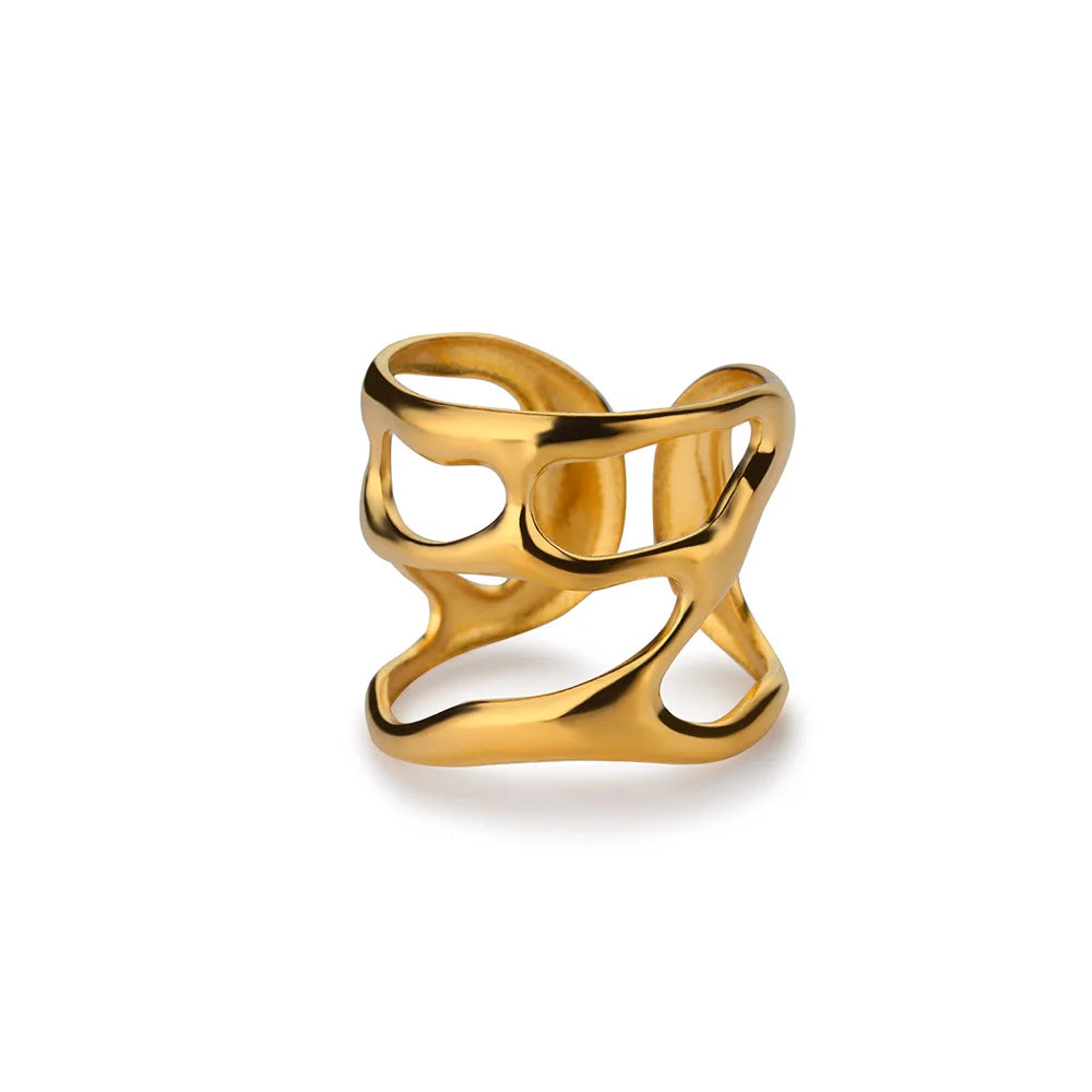 Minimalist Geometric Twisted Stainless Steel Ring