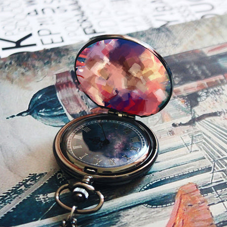 DIY Custom Photo Retro Flip Quartz Pocket Watch - Dazpy