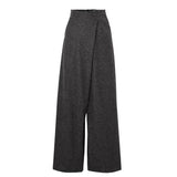 Chic High Waist Woolen Wide Leg Pants for Women