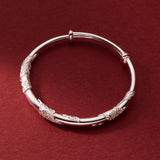 Fine Silver Flower Bracelet With Three Flowers - Dazpy