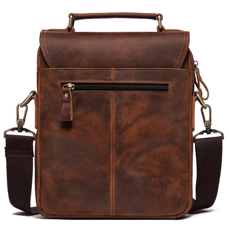 Leather Shoulder Bag Retro Men's Cowhide Messenger Bag Large Capacity Men's Leather Briefcase - Dazpy