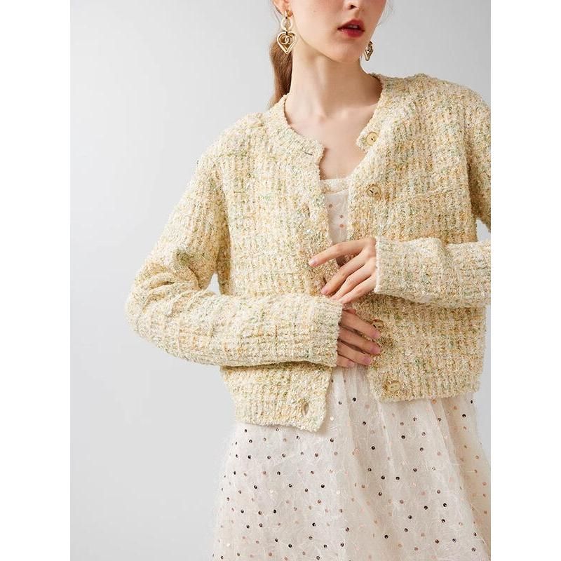 Eleganter kurzer Cardigan mit geometrischem Muster für Damen