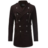 Double-breasted Large Lapel Men's Casual Slim-fit Mid-length Woolen Trench Coat