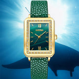 Women's Exquisite Small Green Watch Set Gift Box Square - Dazpy