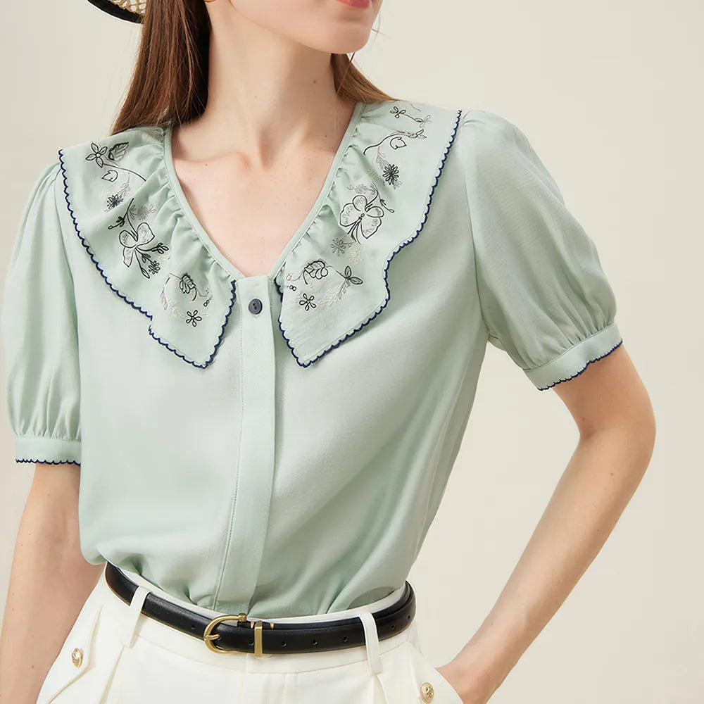 Summer Bloom Embroidered Shirt