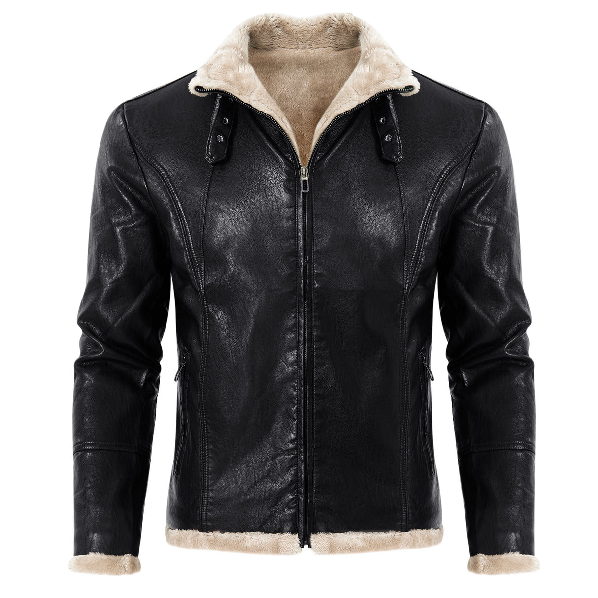 PU Leather Men's Coat Winter Warm