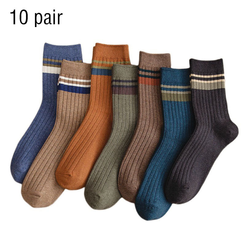 10 Paar gestreifte Baumwollsocken für Herren