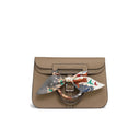 Elegant Women’s Cowhide Shoulder Bag with Bow Scarf and Adjustable Strap
