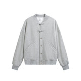 Chinese Baseball Jacket Single-layer Fleece-lined Buckle Sweater