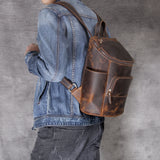 Retro Crazy Horse Leather Backpack For Men And Women - Dazpy