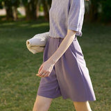 Elegant Wide-Leg Shirred Shorts for Women