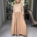 Women's Cotton Knit Midi Dress with Pockets