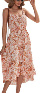 Vestido midi de tirantes con cuello en V para mujer