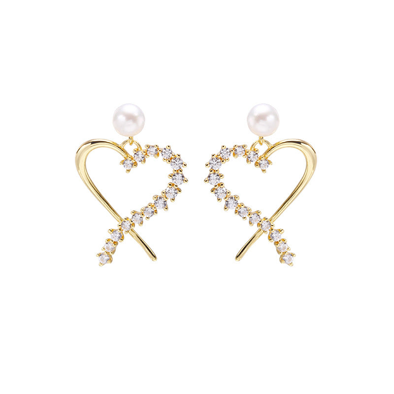 Net Red Fashion Love Zircon Earrings - Dazpy