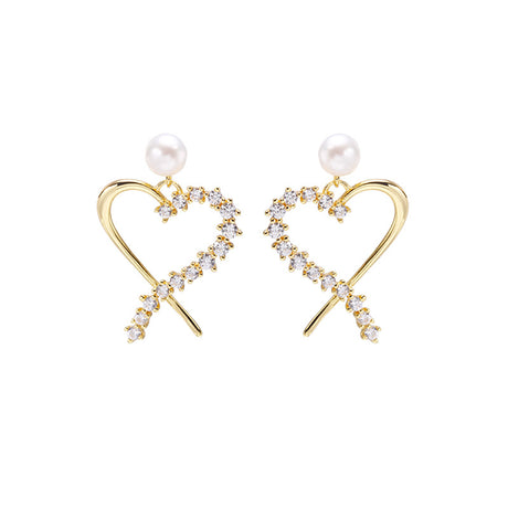 Net Red Fashion Love Zircon Earrings - Dazpy