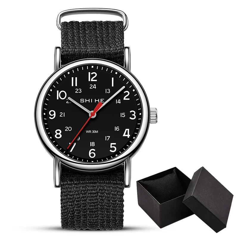 Reloj deportivo militar unisex de cuarzo con esfera de fácil lectura y correa de nailon