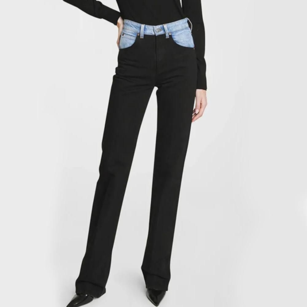 Trendy Patchwork Straight-Leg Jeans für Damen