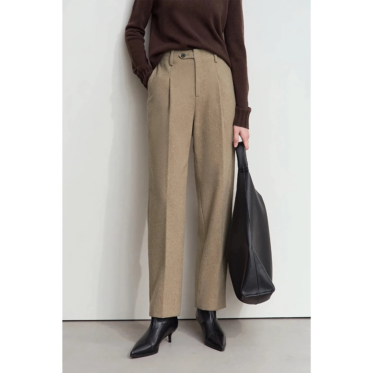 Pantalones elegantes de lana ajustados para mujer: perfectos para ir al trabajo