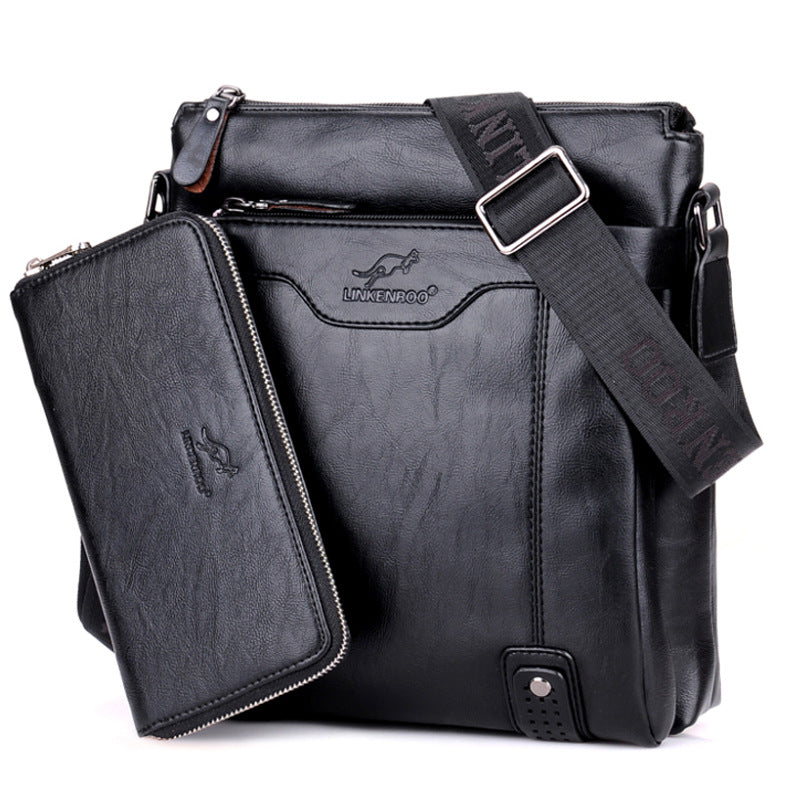 One Shoulder Men's Leather Bag Crossbody Business Briefcase - Dazpy