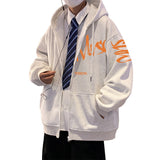 Hong Kong Style Letter Printed Full-zip Cardigan Jacket Top Coat