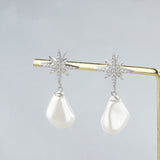 Sterling Silver Baroque Pearl Earrings For Women - Dazpy