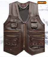 Genuine Leather Vest Man First Layer Cowhide Motorcycle Clothing