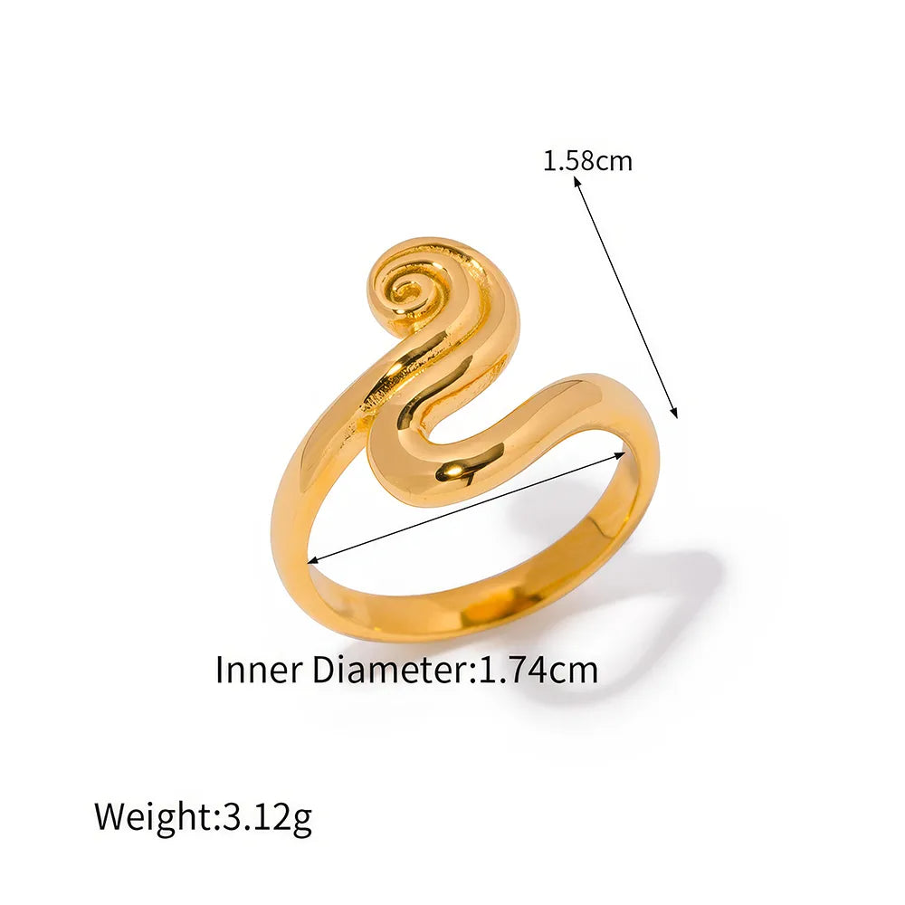 Rustikaler goldener offener Ring aus Edelstahl, Statement-Schmuck