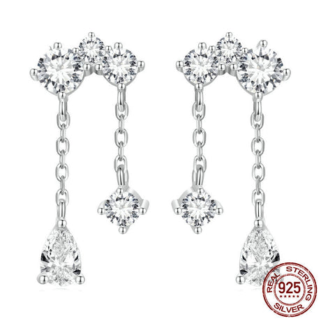 S925 Silver Drop Zircon Delicate Sparkle Earrings - Dazpy