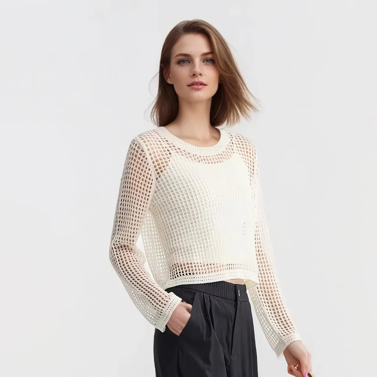 Elegante top de malla para mujer