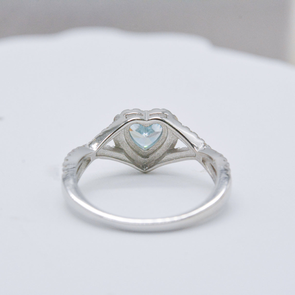 Sterling Silver S925 Light Sea Blue Zircon Heart-shaped Rose Gold Jewelry High Quality Exquisite Light Luxury Women's Ring - Dazpy