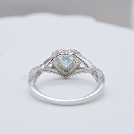 Sterling Silver S925 Light Sea Blue Zircon Heart-shaped Rose Gold Jewelry High Quality Exquisite Light Luxury Women's Ring - Dazpy