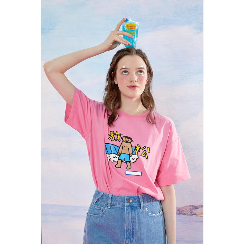 Summer Relaxation Loose Cartoon Tee