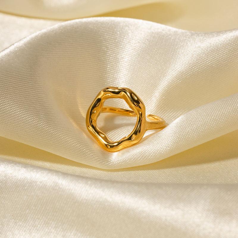 Geometrischer Ring aus 18 Karat vergoldetem Edelstahl für Damen