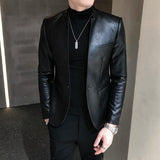 Slim Trend Fashion Marke Einfache Lederjacke Jacke Herren