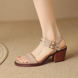 Elegant Retro High Heel Leather Sandals