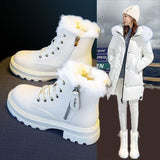 Botas altas de algodón con forro polar para otoño e invierno, versión coreana