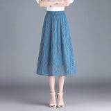 Casual Striped A-Line Skirt with Elastic Waist