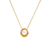 Elegant Stainless Steel Pearl Pendant Necklace for Women