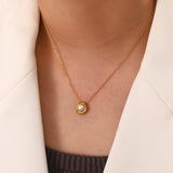 Elegant Stainless Steel Pearl Pendant Necklace for Women