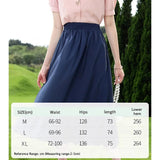 Blue High Waist A-line Cotton Lace Summer Skirt