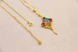 Gem Phoenix Flower Necklace Pyramid Fantasy Crystal Pendant - Dazpy