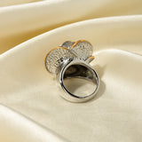 Stainless Steel 18K Gold Plated Geometric Flower Ring