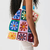 Bolso de hombro de crochet floral