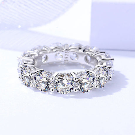 Female S925 Sterling Silver Round Zircon Ring - Dazpy