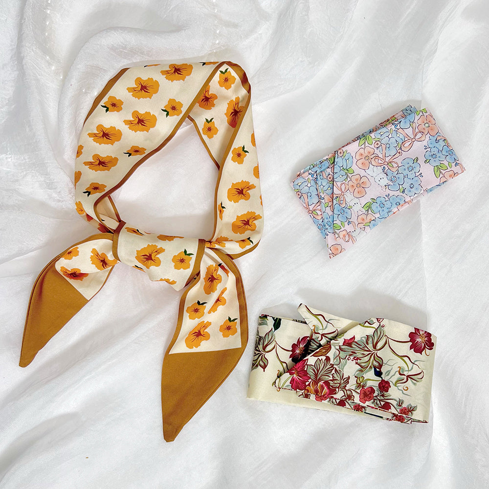 Shimmering Silk Ribbon Hair Ties & Scarf Set